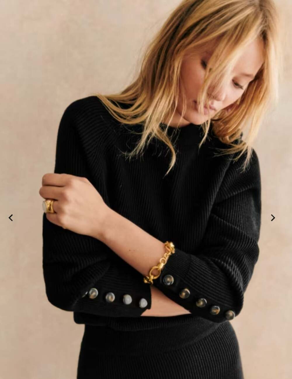 Sezane Sami Sweater in Black Size Small Merino Wool Cotton Blend